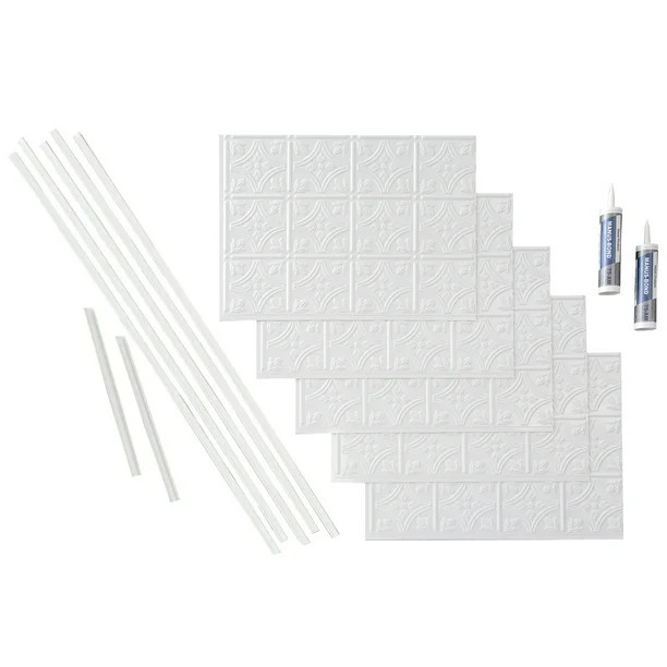 Fasade Traditional 1 Gloss White Backsplash Panel 15 Sq Ft Kit | Walmart (US)