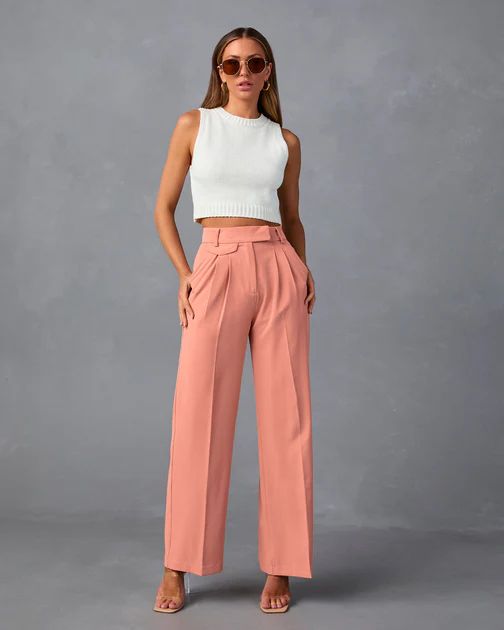 Sweet Energy Pleated Pocketed Pants - Peach - SALE | VICI Collection
