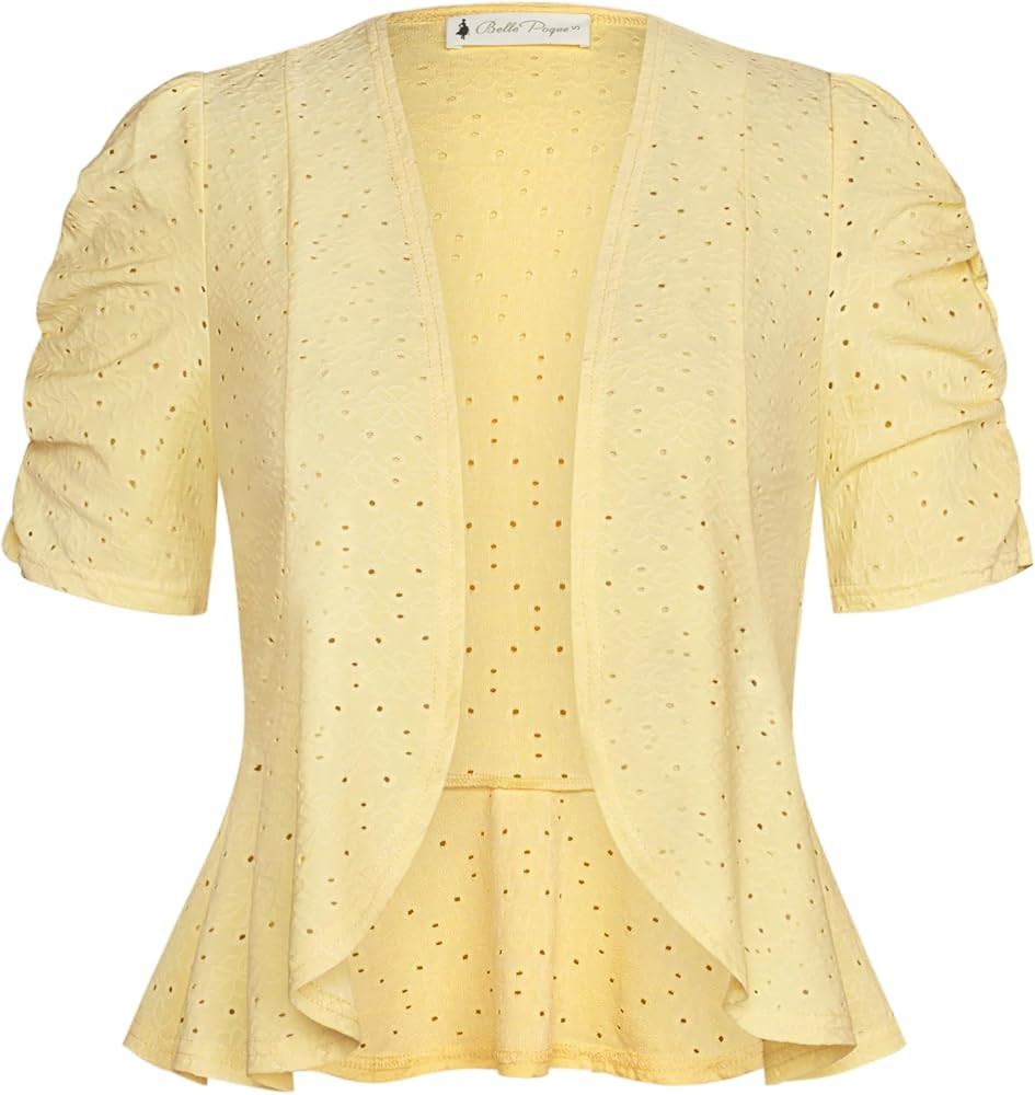 Belle Poque Women's Short Sleeve Bolero Shrug Lightweight Knit Cropped Open Front Cardigan for Dr... | Amazon (US)