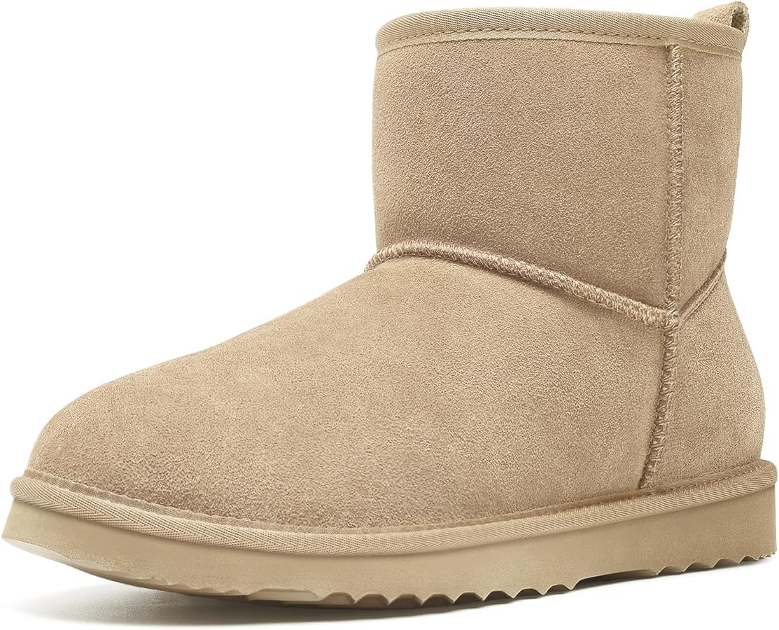 Litfun Genuine Suede Mini Boots for Women Winter Warm Fuzzy Boots Comfort Snow Boots with Fur Lin... | Amazon (US)