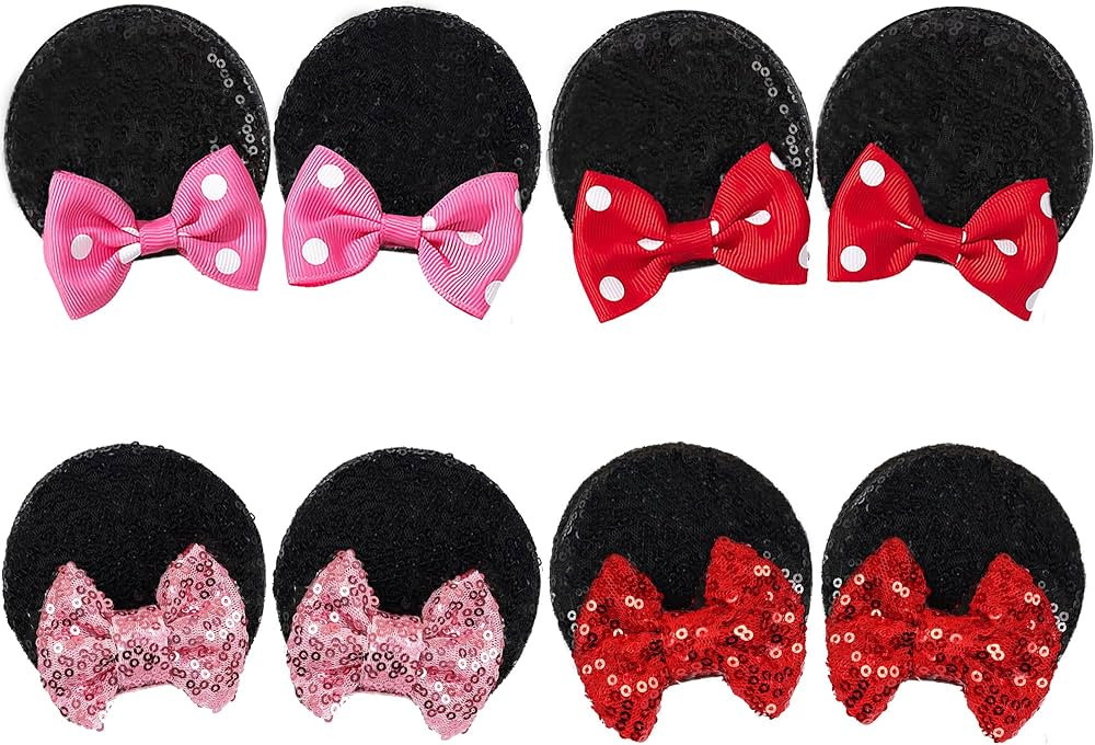 CellElection Mouse Ears Hair Clips, 8PCS Sequin Mice Ears Clips for Toddler Girls, Hair Accessori... | Amazon (US)