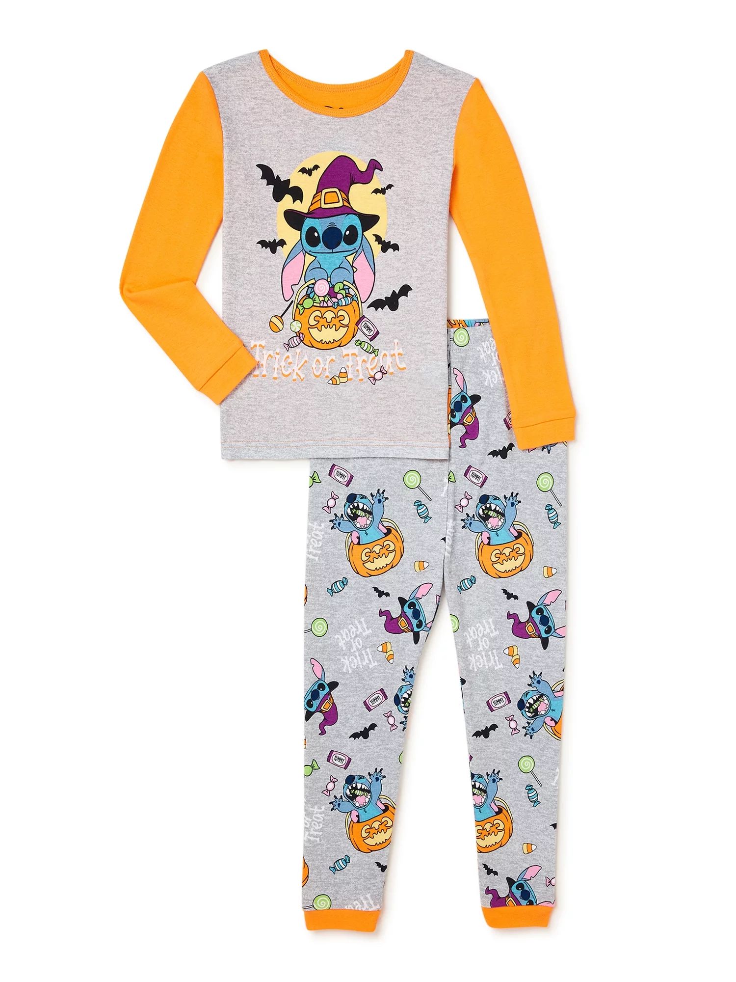 Stitch Girls Halloween Long Sleeve Pajama Set, 2-Piece, Sizes 4-10 | Walmart (US)