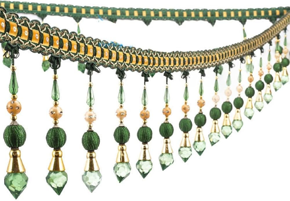 Yalulu 4 Yards Multicolor Beaded Hanging Ball Tassel Fringe Trim Bead Sewing Trim Fringe for Curt... | Amazon (US)