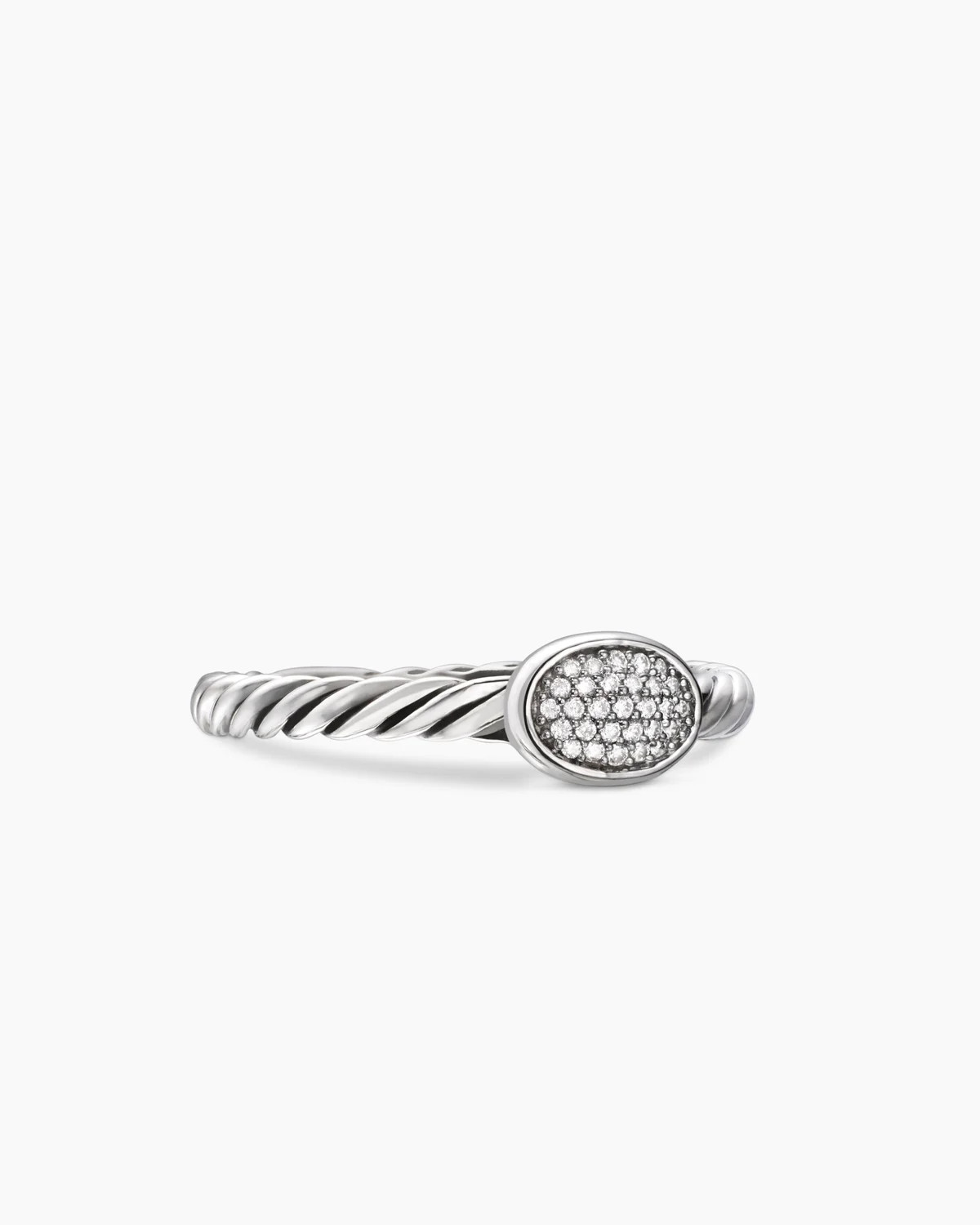 David Yurman | Cable Collectibles Oval Stack Ring in Sterling Silver with Pavé, 2.5mm | David Yurman