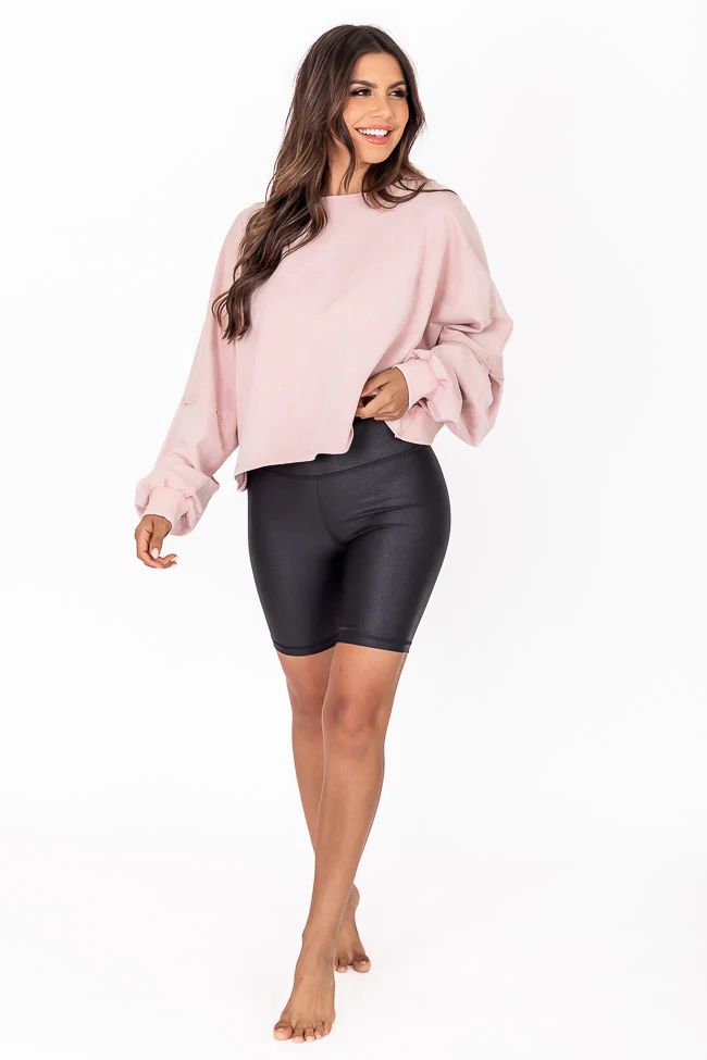 Run After A Dream Faux Leather Black Biker Shorts | Pink Lily