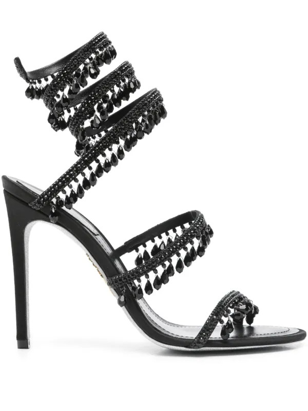 René Caovilla 110mm beaded-embellished Stiletto Sandals | Black | FARFETCH | Farfetch Global