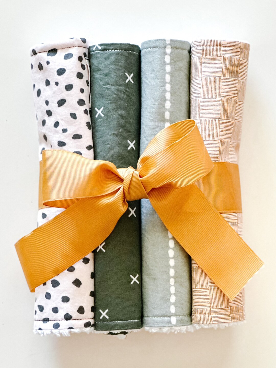 Olive X, Sage and Neutral Modern Baby Boy or Gender Neutral Cotton Chenille Burp Cloths, Set of 4... | Etsy (US)