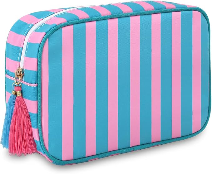 Makeup Bag Travel Cosmetic Bag Organizer Tassel Toiletry Bag Large Canvas Zipper Pouch Mahjong Ti... | Amazon (US)