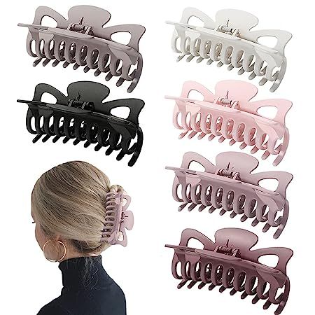 6 Pack Large Hair Claw Clips for Women - 4.7 Inch Long Matte Big Claw Clips For Thick Hair Banana... | Amazon (US)