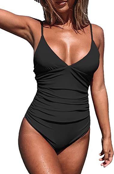 CUPSHE Women's One Piece Swimsuit Tummy Control V Neck Bathing Suits | Amazon (US)