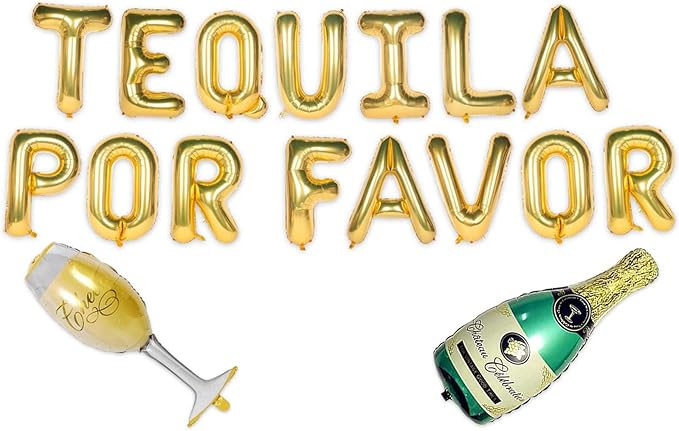 Tequila Por Favor Latex Balloons Wine Bottle Margarita Glass Balloons Fiesta Theme Decor Decorat... | Amazon (US)
