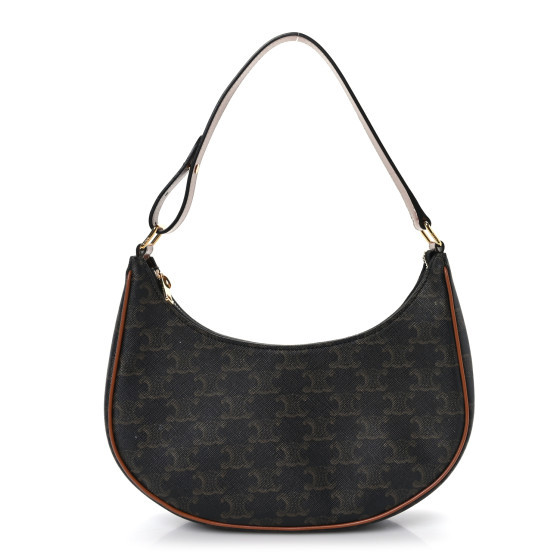 Triomphe Canvas Calfskin Ava Shoulder Bag Tan | FASHIONPHILE (US)