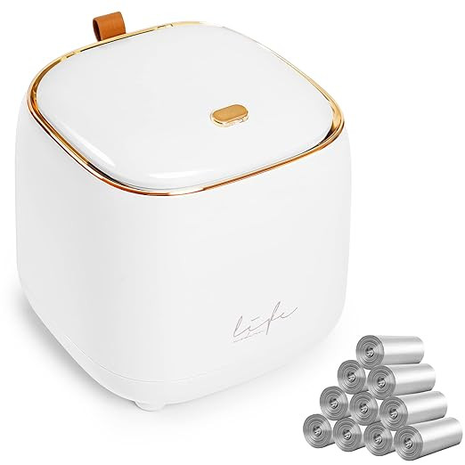 Mini Countertop Trash Can with 10 Rolls of Trash Bags, Waste Can with Press Type Lid, Desktop Tra... | Amazon (US)