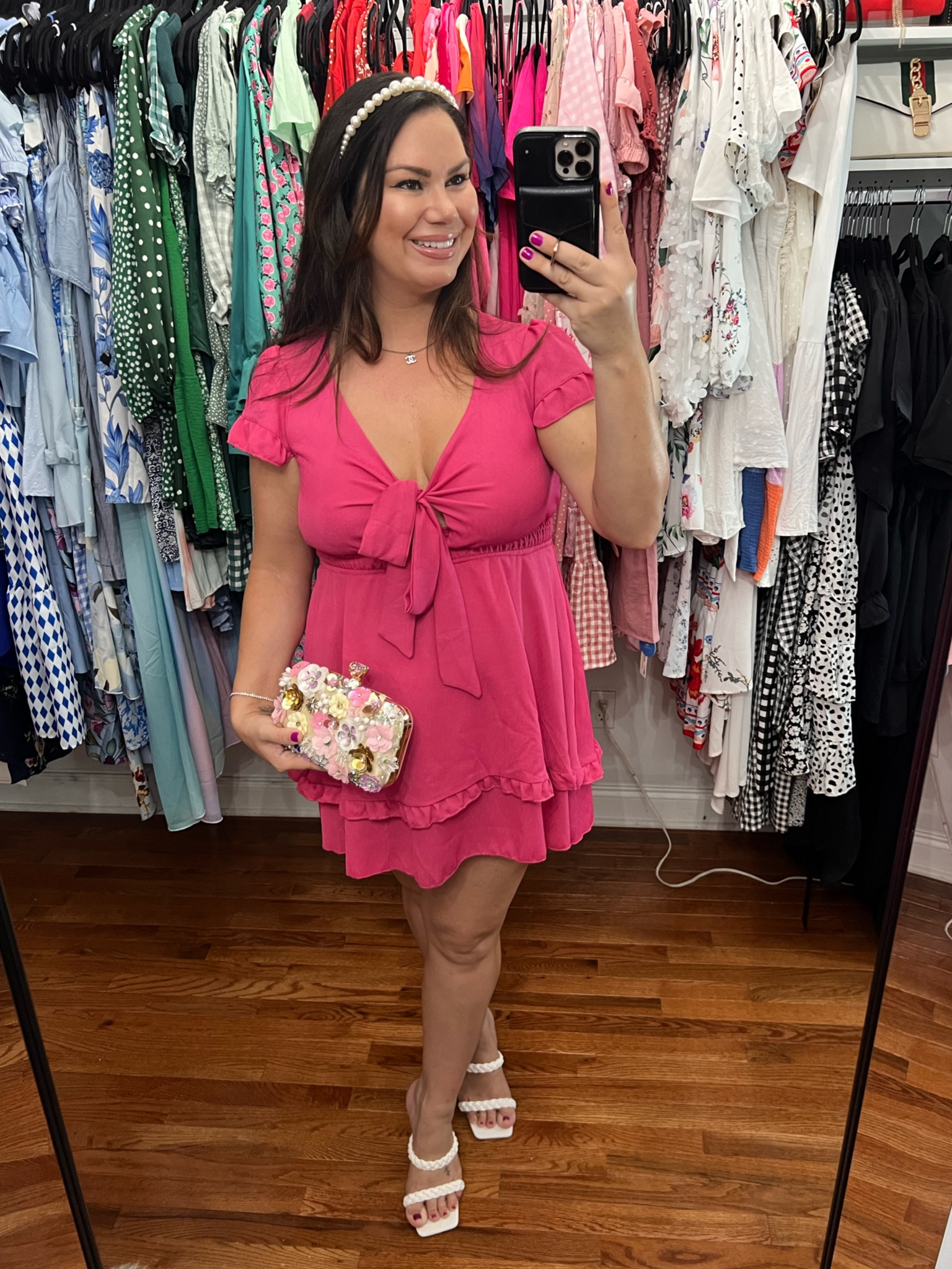 Pink dress. Barbie. Barbie outfit. Wedding guest dress. Summer dress. Clutch. 🩷

#LTKunder50 #LTKwedding #LTKFind