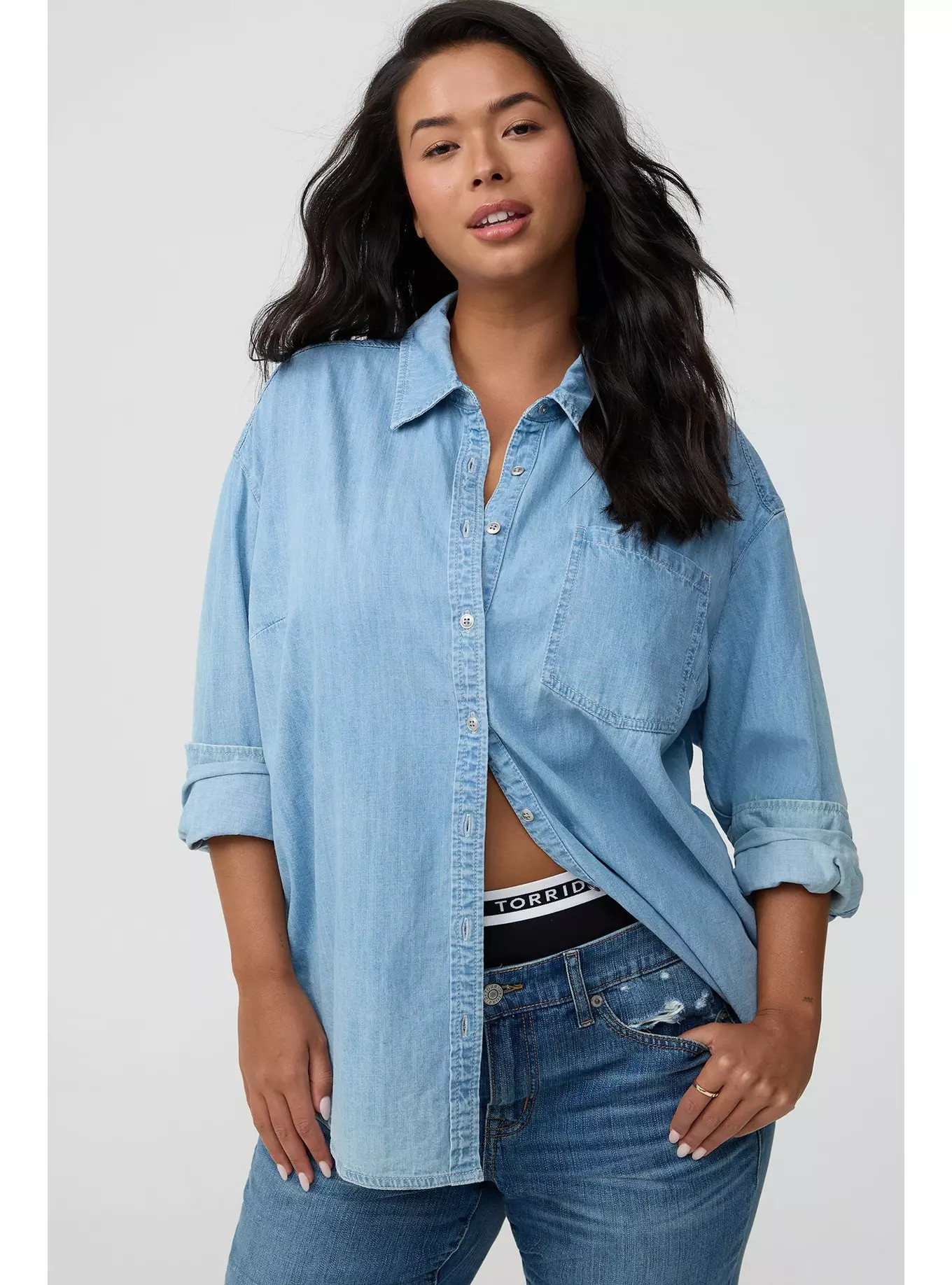Oversized Denim Tunic Shirt | Torrid (US & Canada)