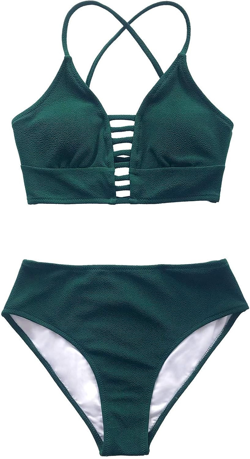 CUPSHE Women’s Bikini Swimsuit Floral Print Lace Up Strappy Two Piece Bathing Suit | Amazon (US)