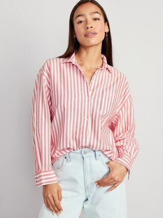 Striped Oxford Boyfriend Shirt for Women | Old Navy (US)