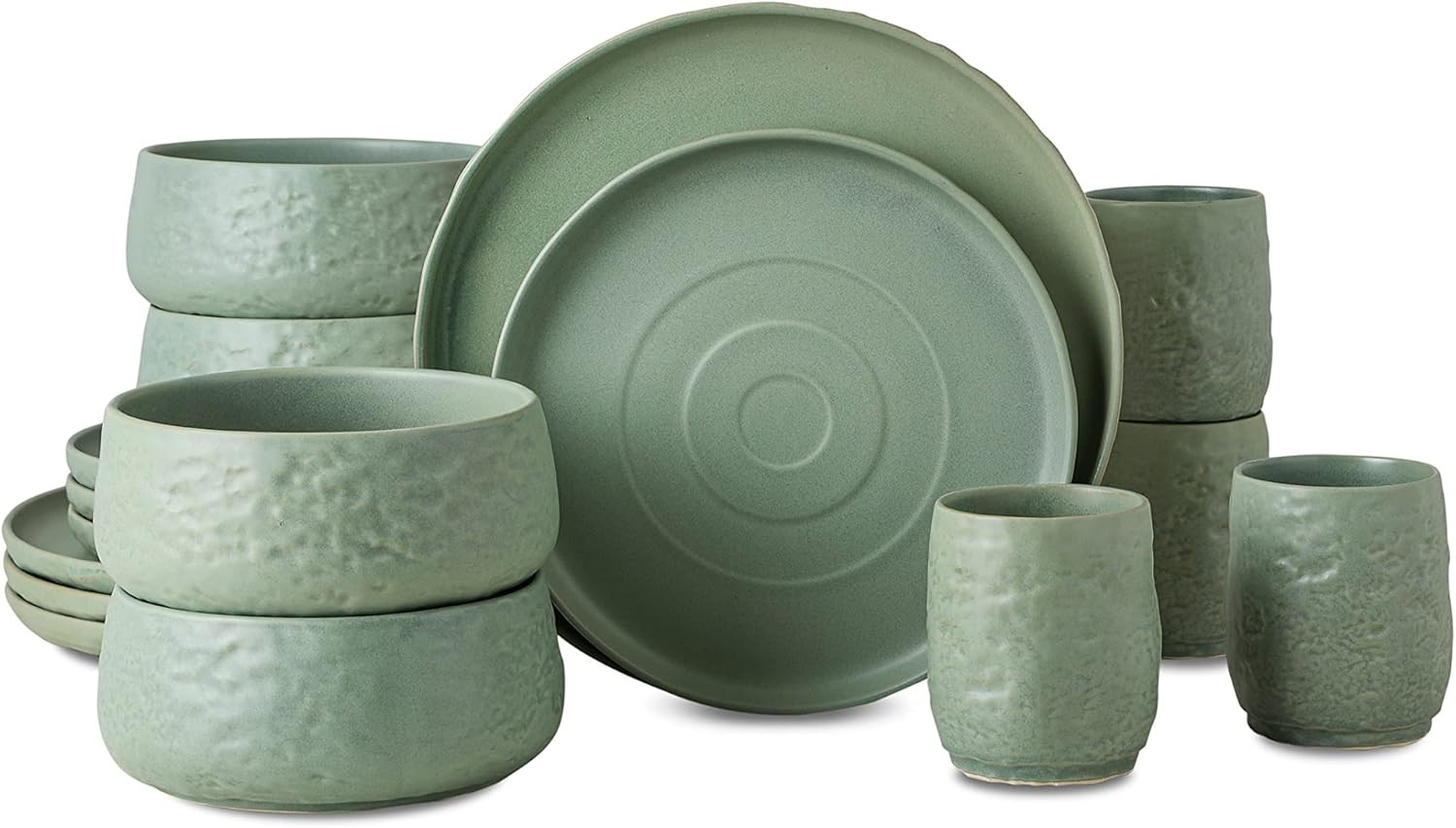 Stone by Mercer Project SHOSAI 16-Piece Stoneware Dinnerware Set, Plates and Bowls Set, Modern Di... | Amazon (US)