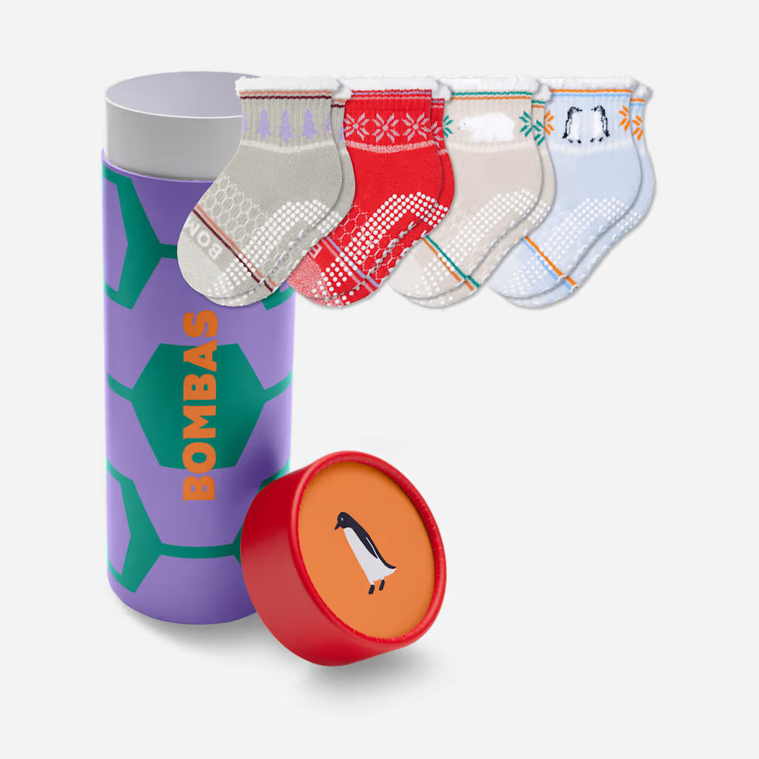 Toddler Holiday Gripper Calf Sock 4-Pack Gift Box | Bombas
