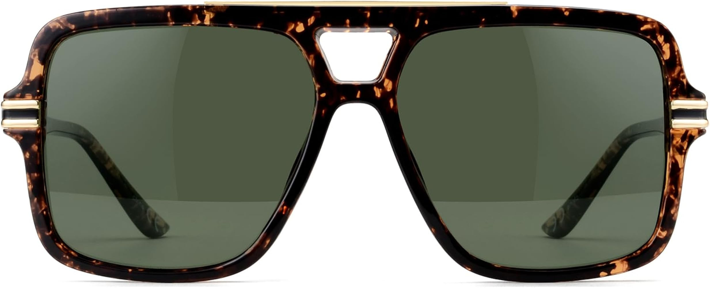 OUWEN Retro Oversized Square Aviator Sunglasses Womens Mens, Trendy Big Rectangle Flat Top Double... | Amazon (US)