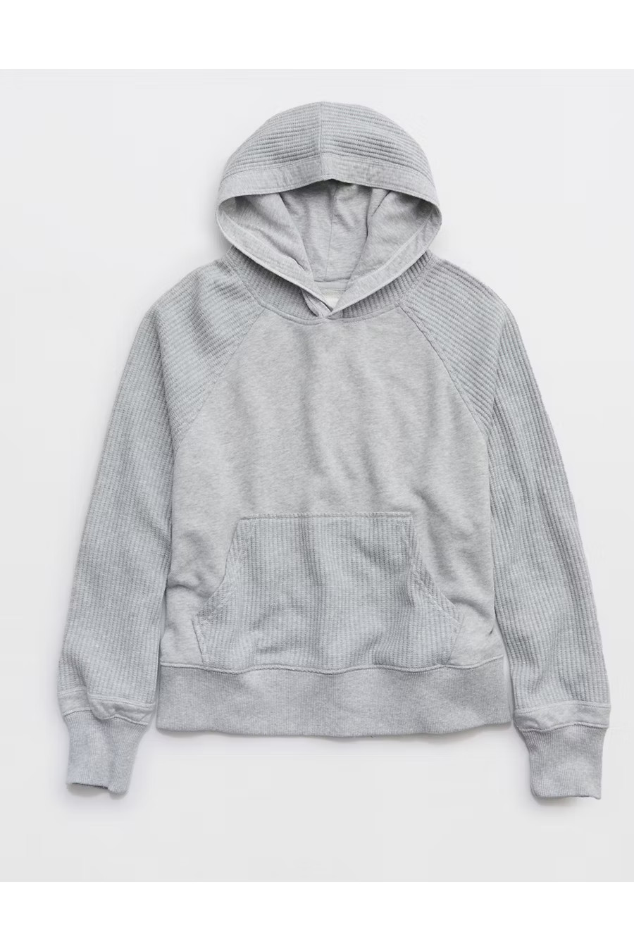 Aerie Essential Waffle Hoodie Women's Medium Heather Gray XXS | American Eagle Outfitters (US & CA)