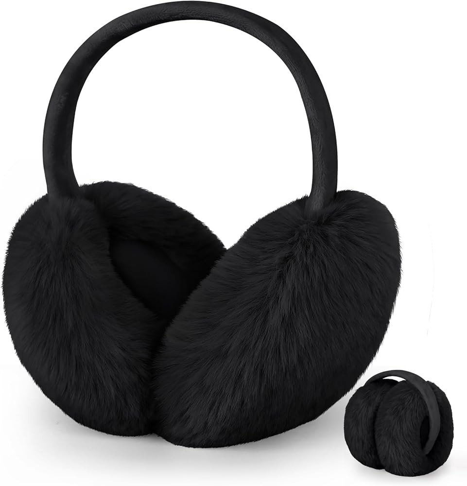 Earmuffs for Women Winter Warm Foldable Ear Muffs Faux Fur Cute Fuzzy Ear Warmers for Girls Women | Amazon (US)