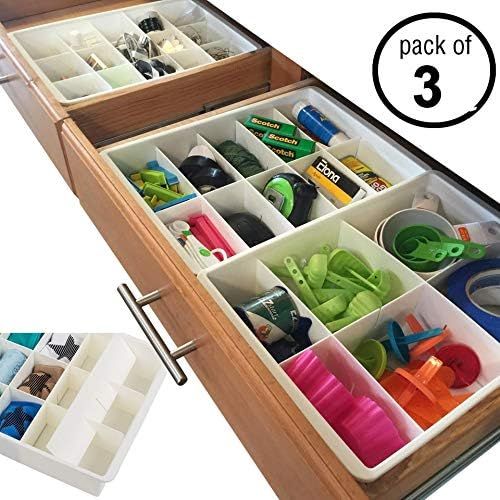 Uncluttered Designs Adjustable Drawer Dividers for Utility Drawer Kitchen Storage and Organizatio... | Amazon (US)