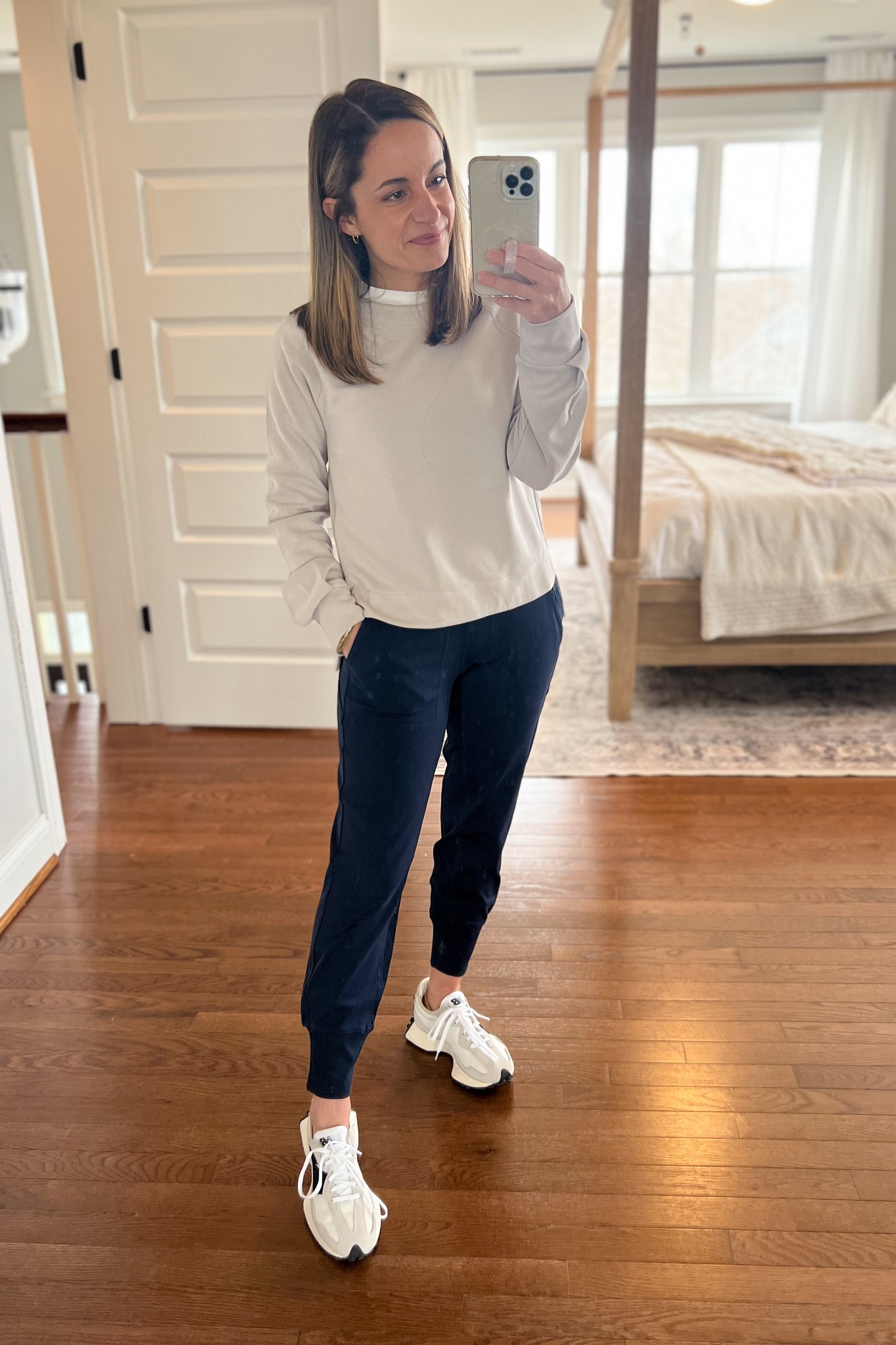 Wearing today 

Joggers: petite xxs 
Top: xxs abalone grey 
Undershirt: small 
Sneakers: tts 

#LTKSeasonal #LTKstyletip #LTKtravel