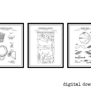 Basketball Patent Prints Set of 3 Printable Patent Artwork - Etsy | Etsy (US)