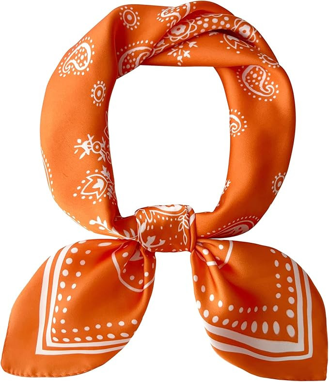 Mokoomiss Silk Feeling Scarf Medium Square Satin Head Scarf for Women 27.5 × 27.5 inches | Amazon (US)