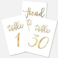 Merry Expressions Rose Gold Wedding Table Numbers Cards (1-30 + Head Table) 4x6 Double Sided Modern  | Amazon (US)