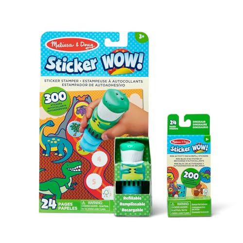 Melissa & Doug Sticker Wow!™ Dinosaur Bundle: 24-Page Activity Book, Refillable Sticker Stamper, Mini Pad, 500 Stickers, Arts and Crafts for Kids Ages 3+ | Amazon (US)