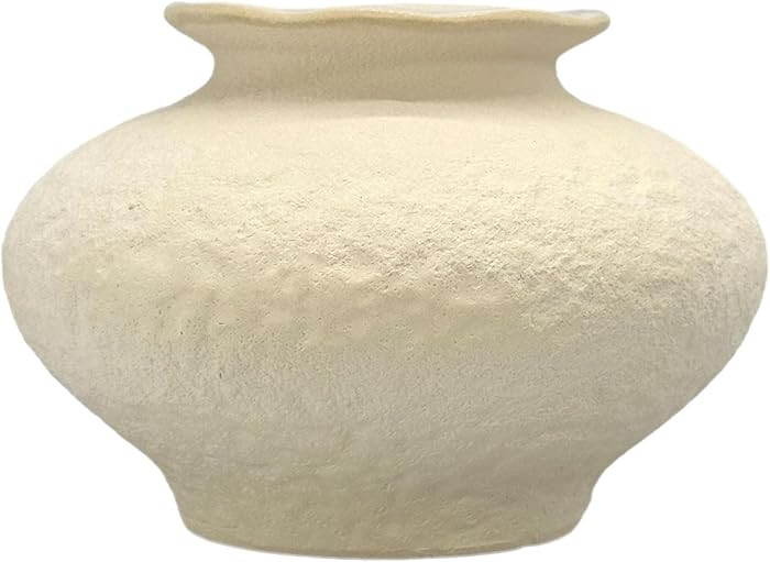 Galt International White Textured Ceramic Flower 9" D x 6.8" H Vase Oval Oblong Shape for Centerp... | Amazon (US)