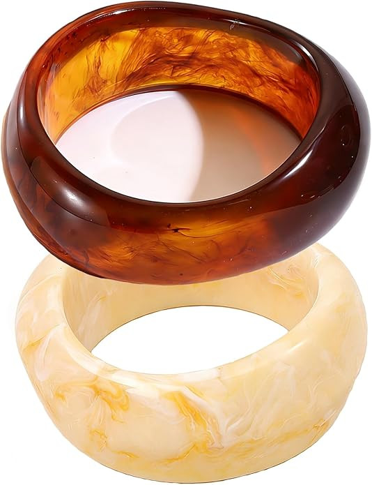 Chunky Acrylic Bangle Bracelets for Women Colorful Resin Acetate Bracelet Wide Geometric Irregula... | Amazon (US)