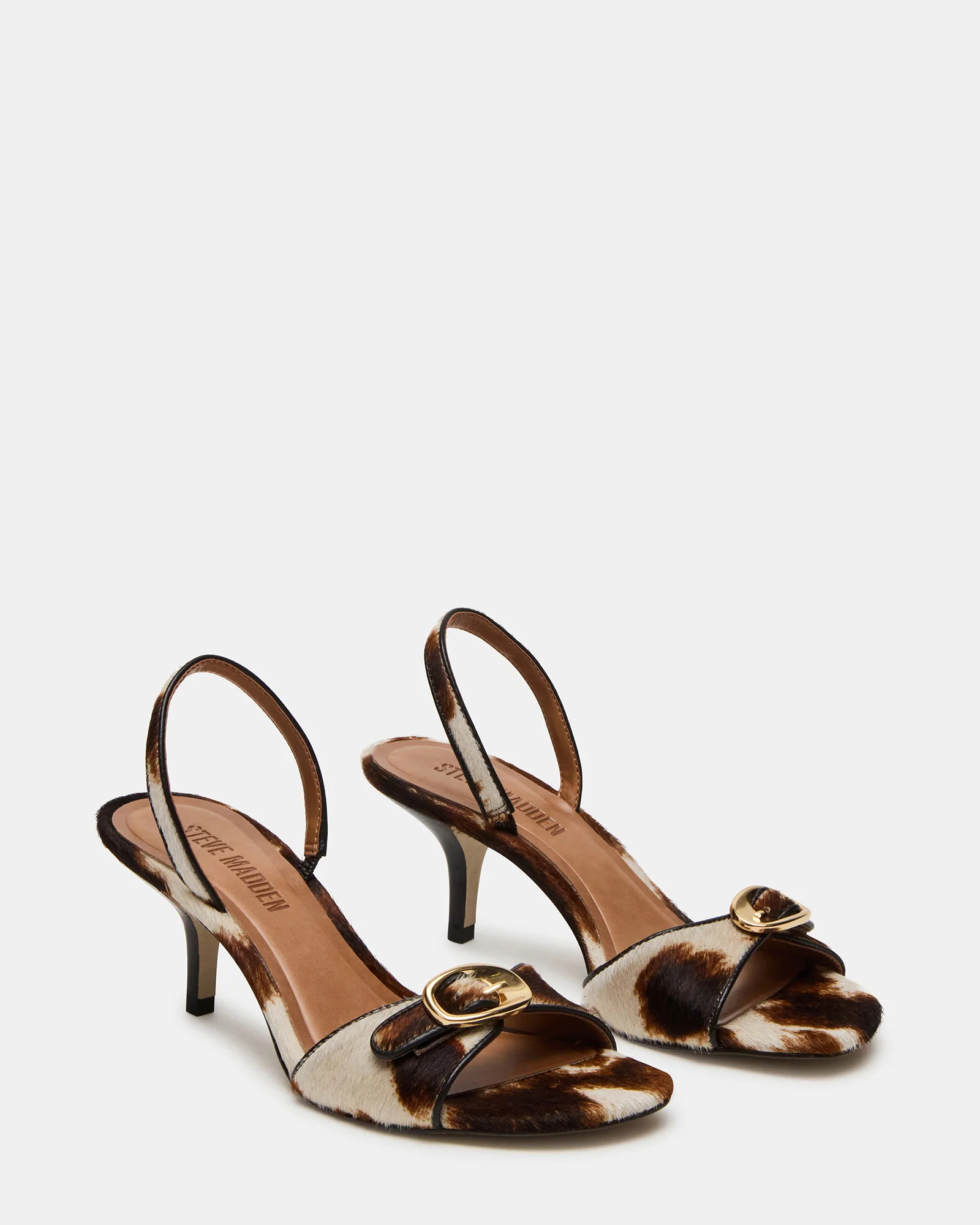HENRIETTA Brown Cow Print Slingback Square-Toe Women's Heel | Steve Madden (US)