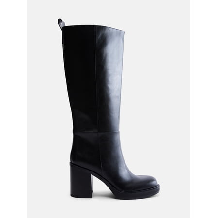 Madden NYC Women's Tall Faux Leather Boots with Stacked Heel | Walmart (US)