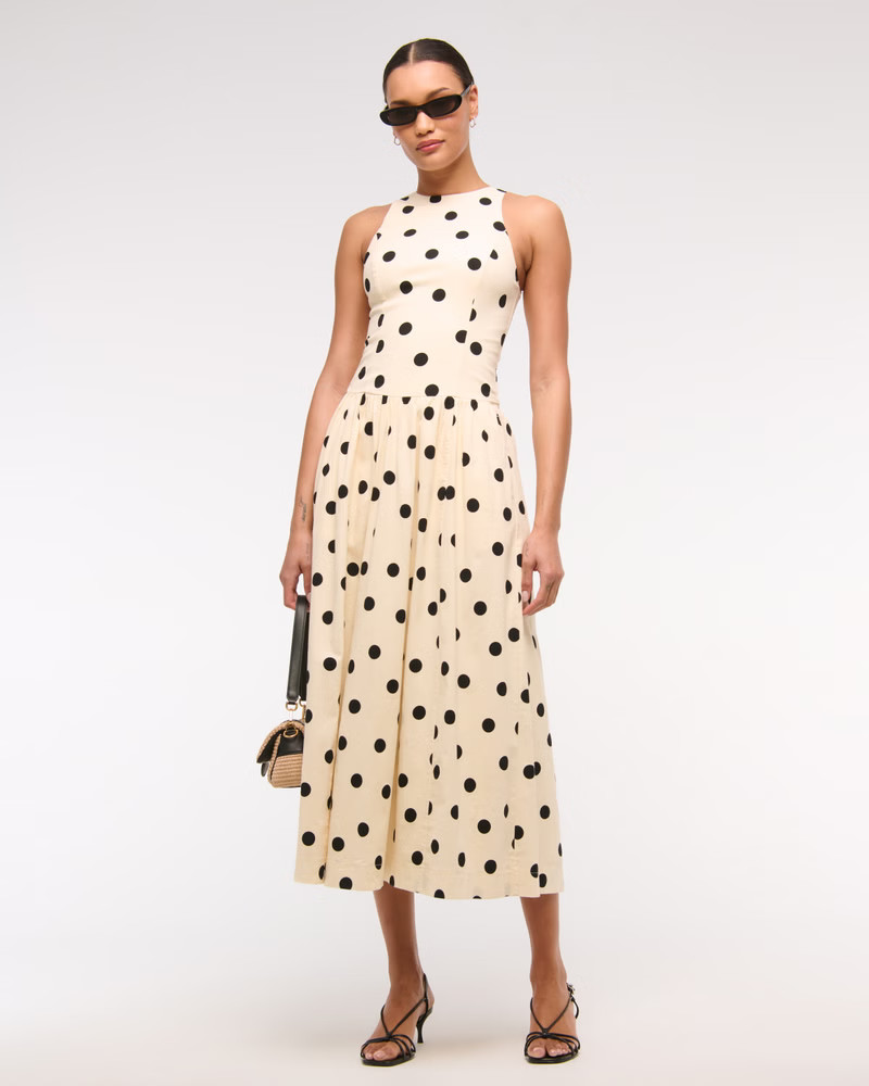 Drop-Waist Midi Dress | Abercrombie & Fitch (US)