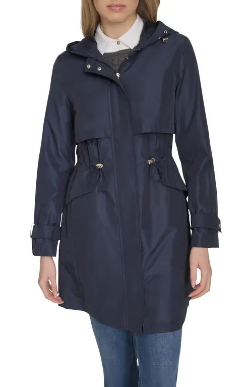 Cole Haan Signature Hooded Trench Raincoat in Indigo at Nordstrom, Size X-Small | Nordstrom
