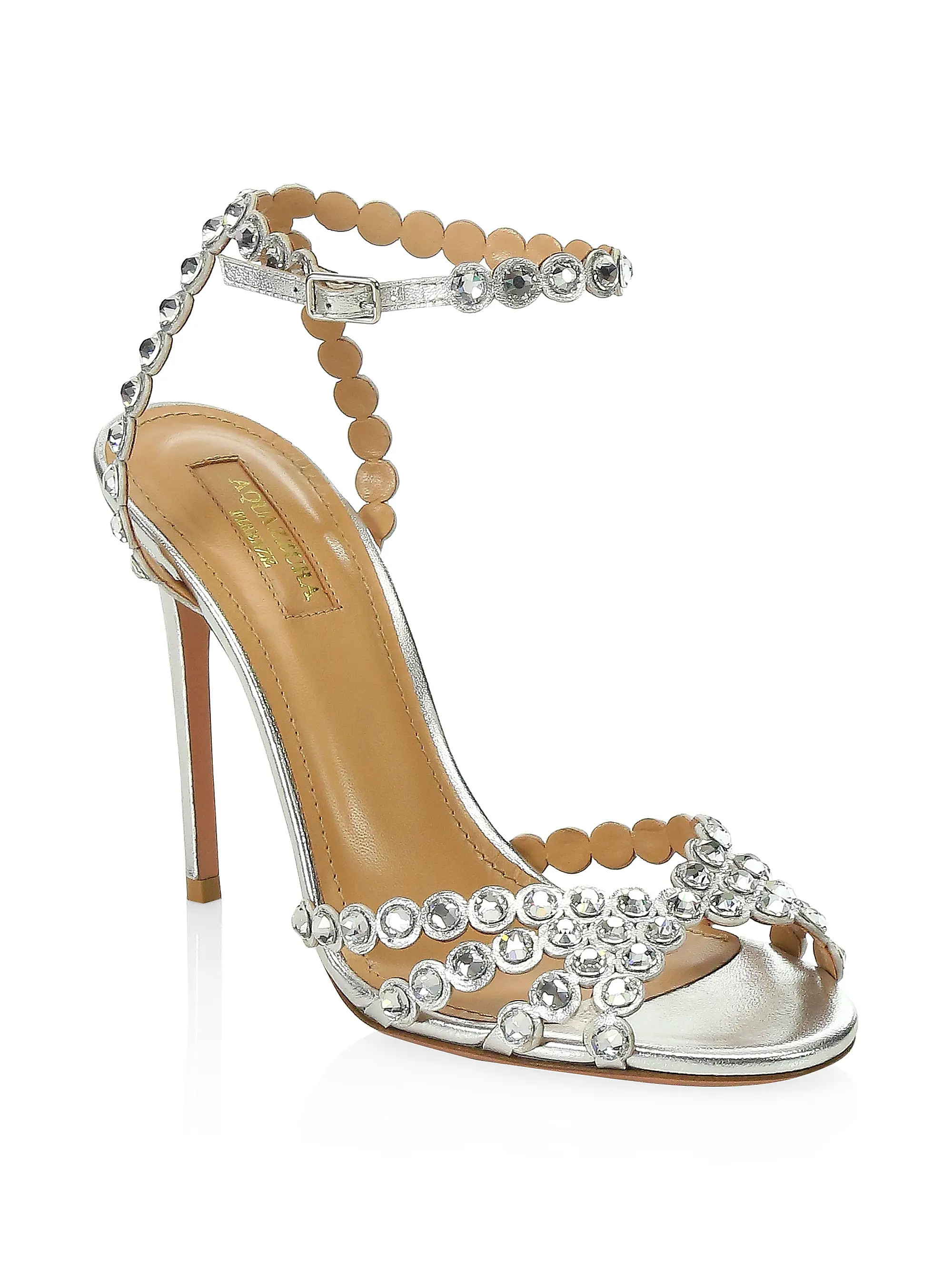 Tequila Crystal-Embellished Metallic Leather Sandals | Saks Fifth Avenue