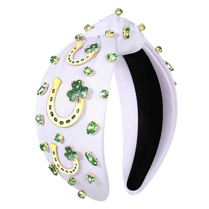 boderier St Patricks Day Headbands for Women Horseshoes Shamrock Headband Jeweled Crystal Knotted... | Amazon (US)