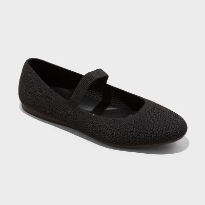 Women's Shiloh Knit Mary Jane Flats - A New Day™ Black | Target