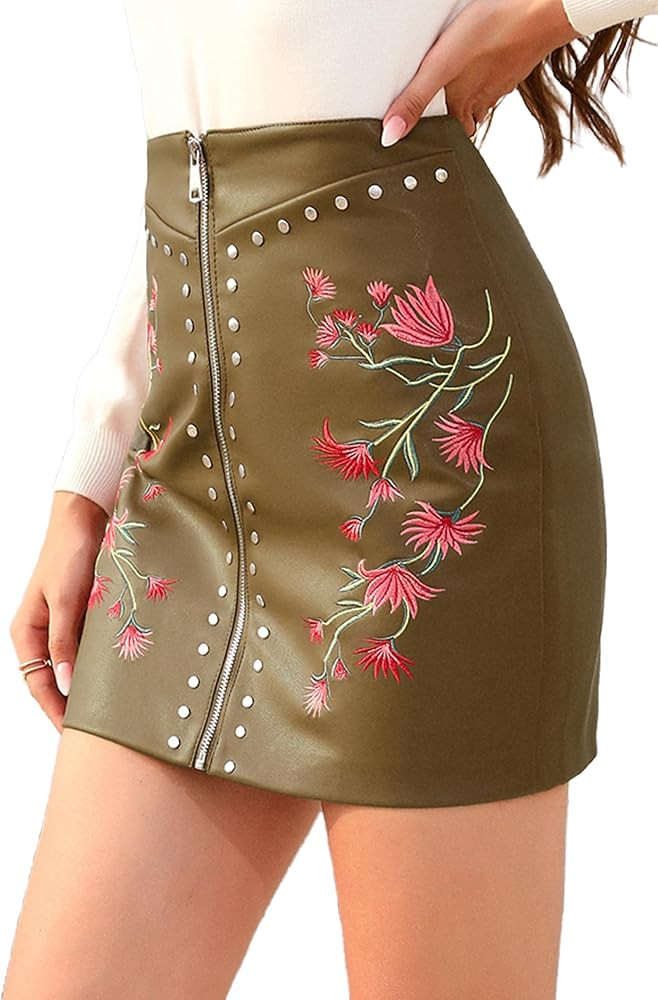 Bellivera Women Faux Leather Basic Bodycon High Waisted Short PU Stretchy Pleated Mini Skirt | Amazon (US)