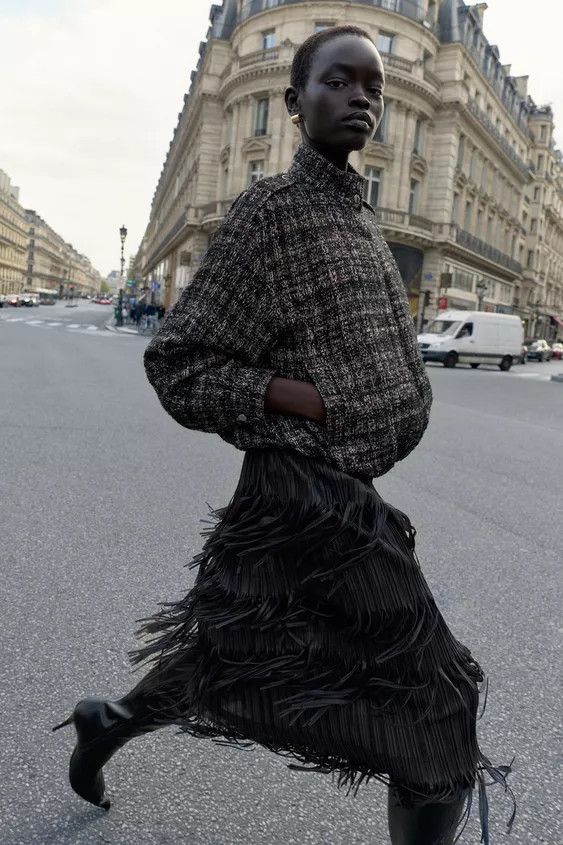 FRINGED MIDI SKIRT | Zara US