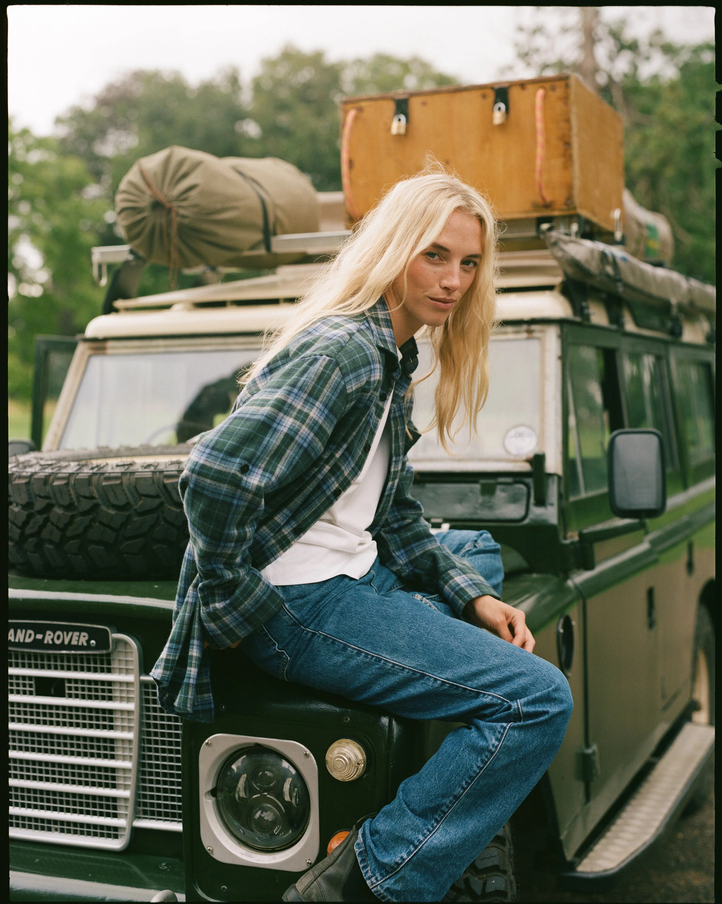 The Oversized: Thick Brushed, Blue and Green Check | With Nothing Underneath