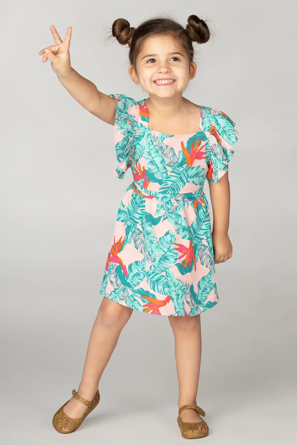 Shiloh Girl's Flutter Sleeve Dress - Hibiscus | BuddyLove