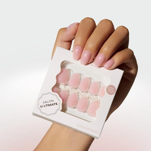 Celebritips Press On Nails - Salon U-ltimate™ | Clean Pink, Extra Short Round Nails, Reusable | 16 sizes - 32 Nails Kit with Glue and Sticky Tabs | Amazon (US)