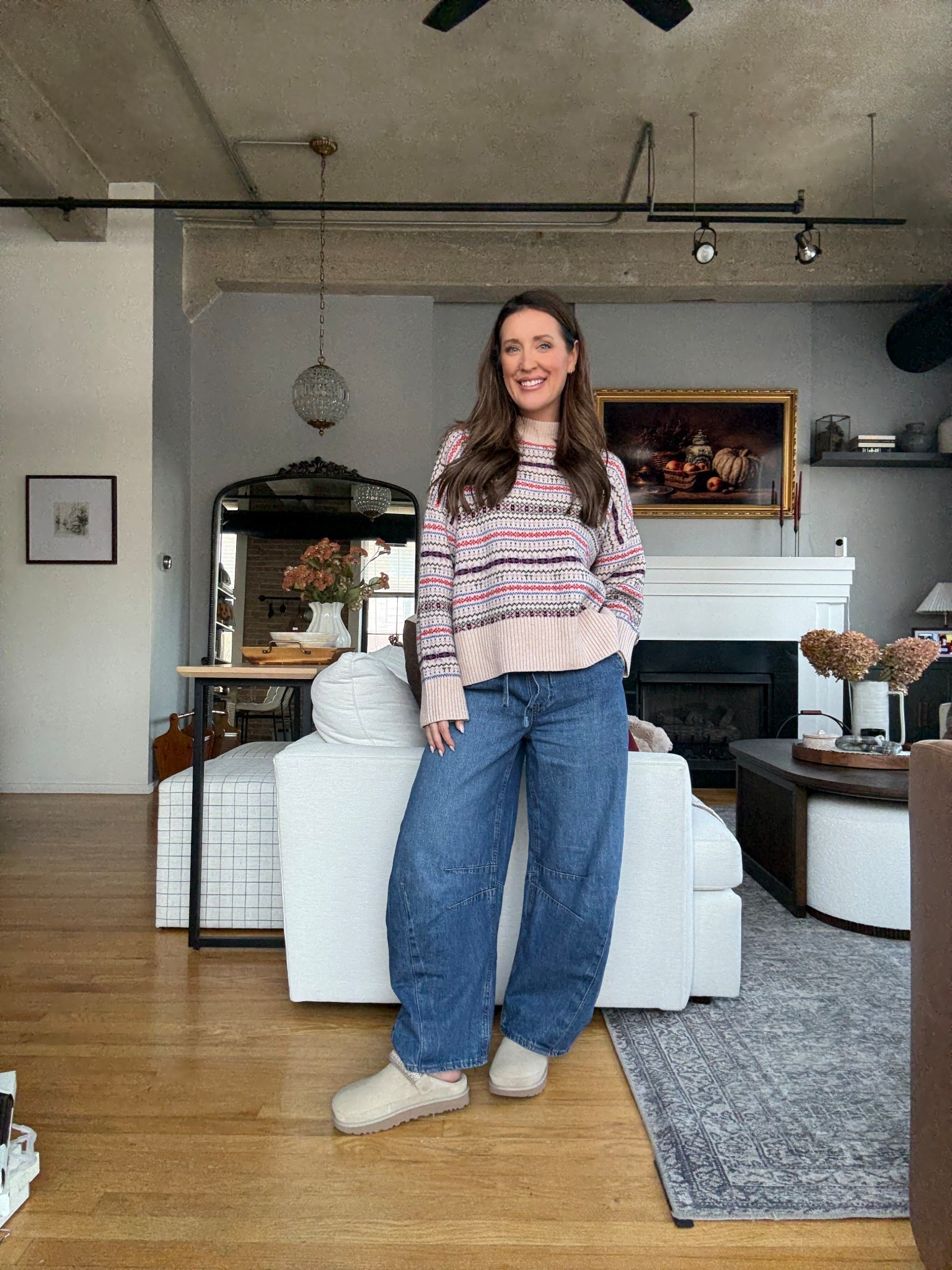 Sweater and jeans are 40% off + bump friendly! Sized up to an XL in the sweater. Wearing my true size in the jeans (run big- elastic waist and drawstring). Suggest sizing down if not accommodating a bump 

#LTKSaleAlert #LTKBump #LTKHoliday