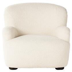 Kaden Modern Classic Cream Upholstered Boucle Brown Wood Wingback Arm Chair | Kathy Kuo Home