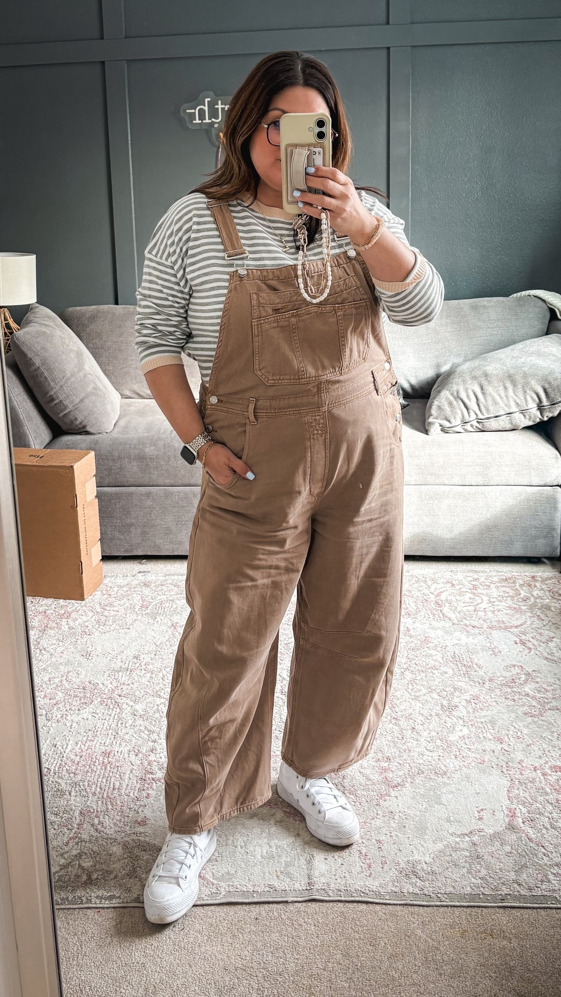 Today’s ootd:
Amazon striped sweater (XL)
GAP overalls (L)
Converse high tops 



#LTKSaleAlert #LTKMidsize #LTKOver40