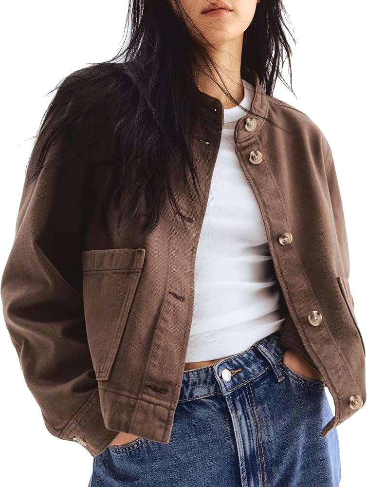 Denim Jackets For Women Cropped Fall Jackets Lightweight Washed Trucker Coat | Amazon (US)